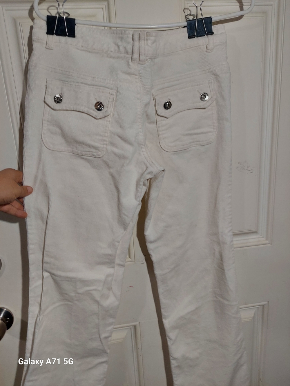 Vintage Hip Huggers By EVA USA Off White Corduroy Flared Pants Size 9